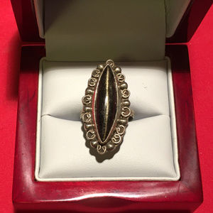 Sterling Silver Marquise Black Onyx Ring